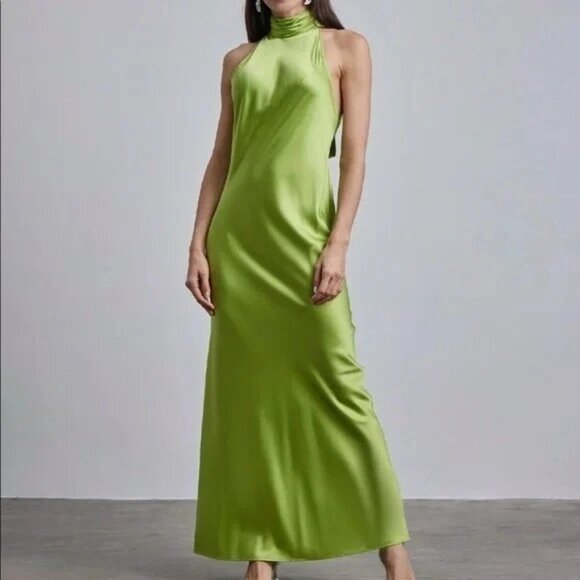 Silk Maison Dresses & Skirts - NWT Silk Maison Halter Silk Maxi Dress green sz S $199
